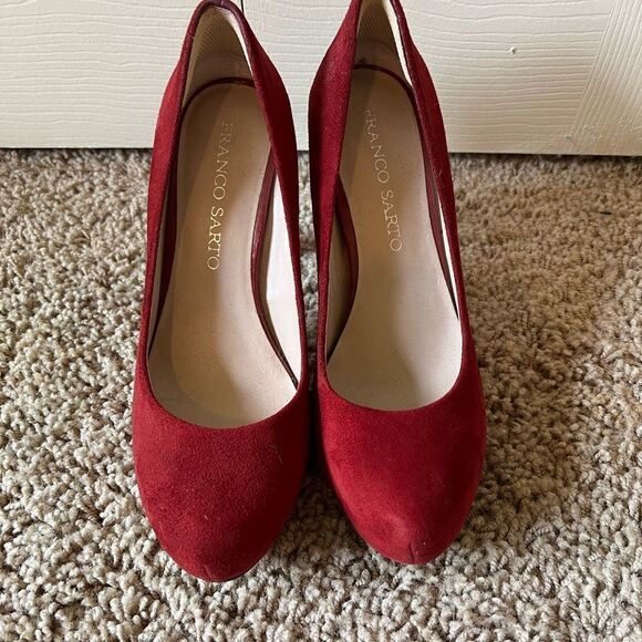 Franco Sarto Red Suede Platform Heels, EUC - Picture 6 of 7